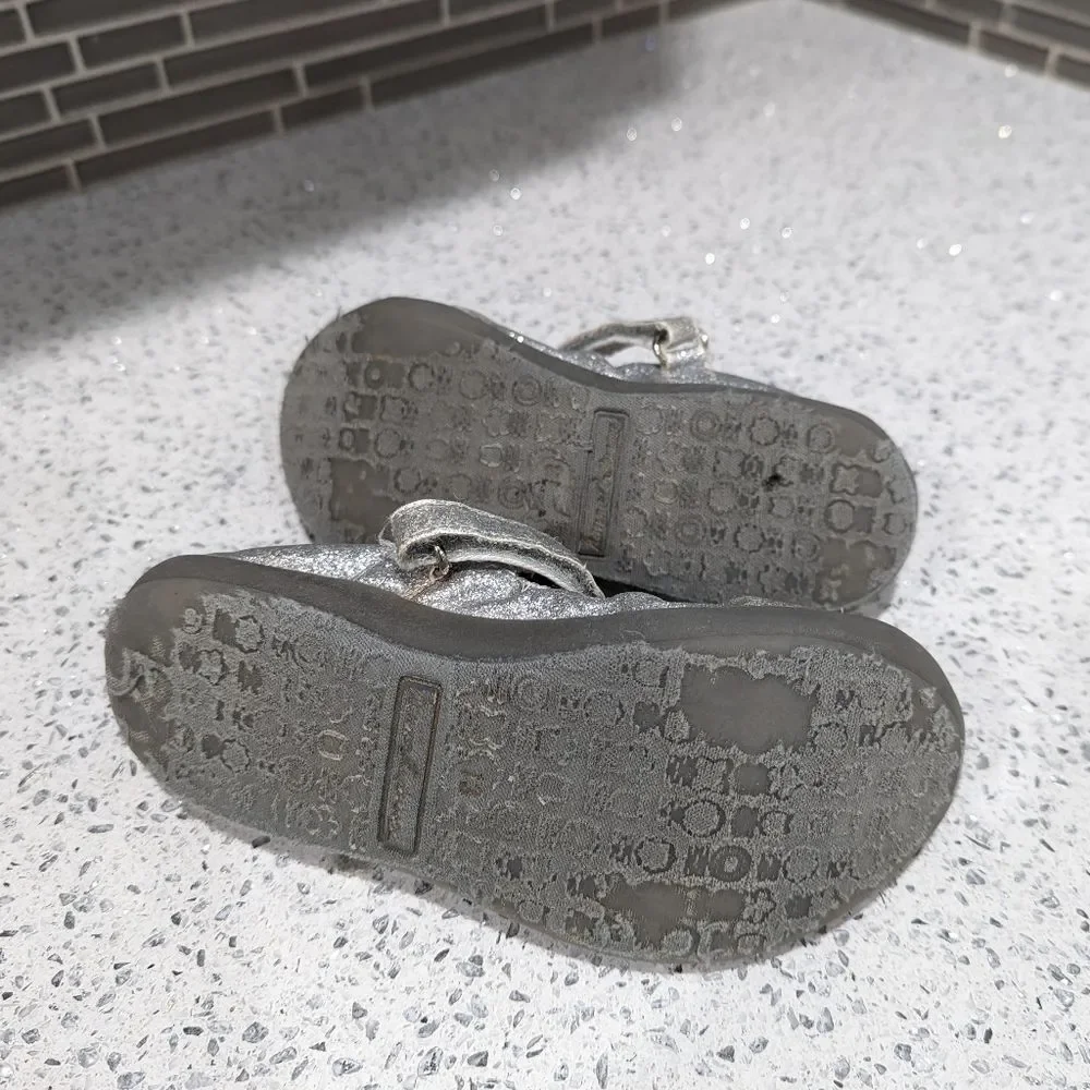 Hanna Andersson Silver Glitter Shiny Maya mary jane Elastic Flats Girls Size 13